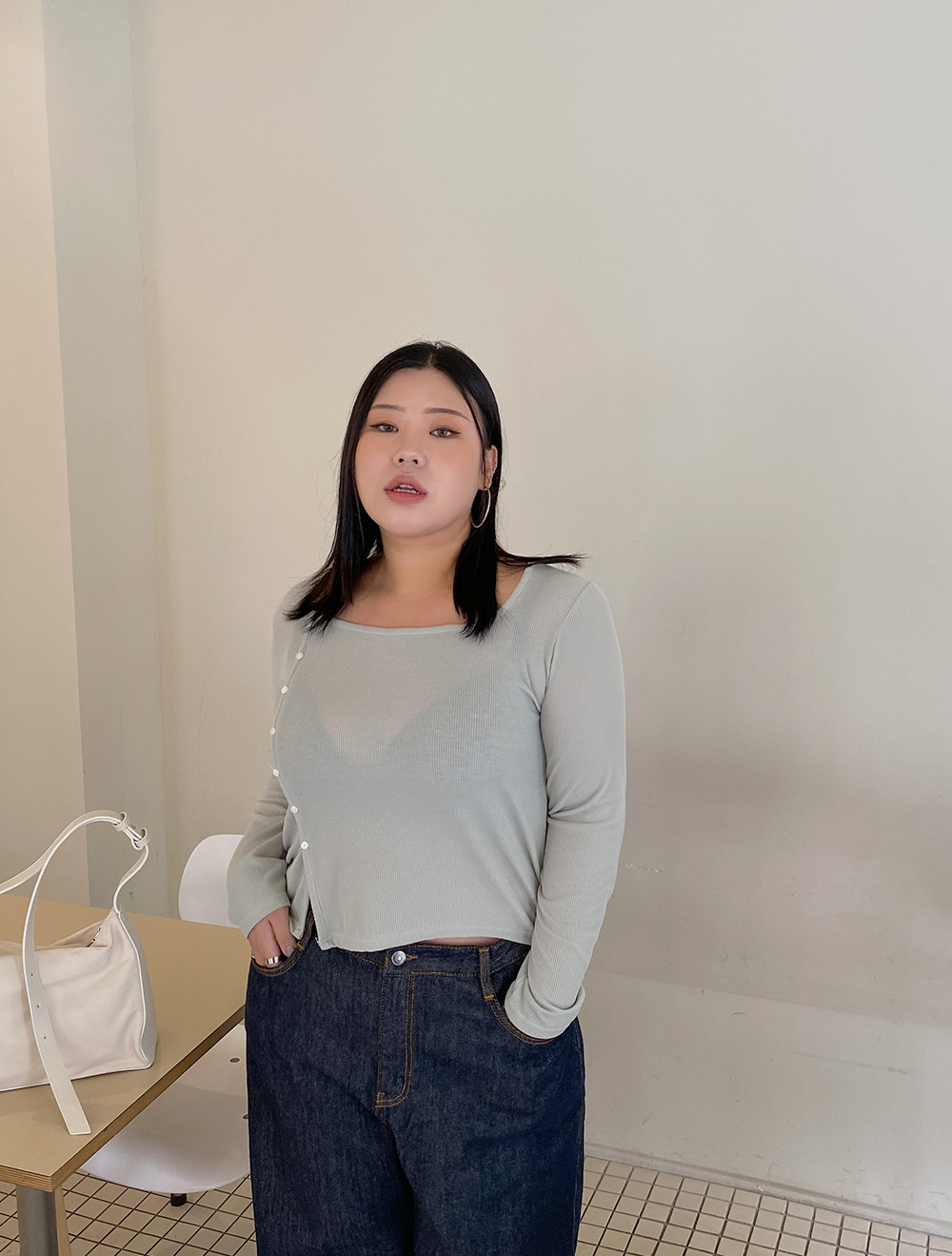 [[일상팬츠]로유넬 뒷밴딩 와이드 데님팬츠]